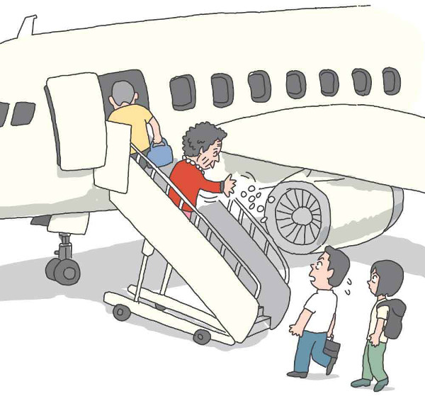 Anziana cinese lancia monetine nel motore dell'aereo per scaramanzia